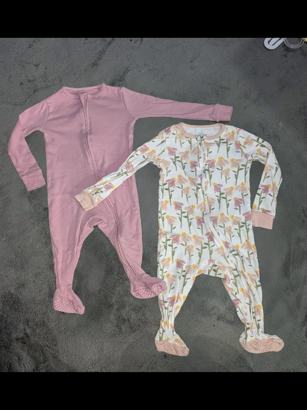 cloud island Pink & Floral Footed One-Piece Sleepers